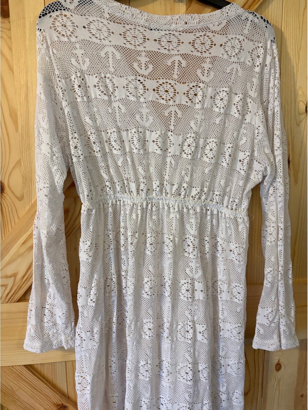 Nautica Women's White Crochet Long Sleeve Dress Size Large - Picture 7 of 12